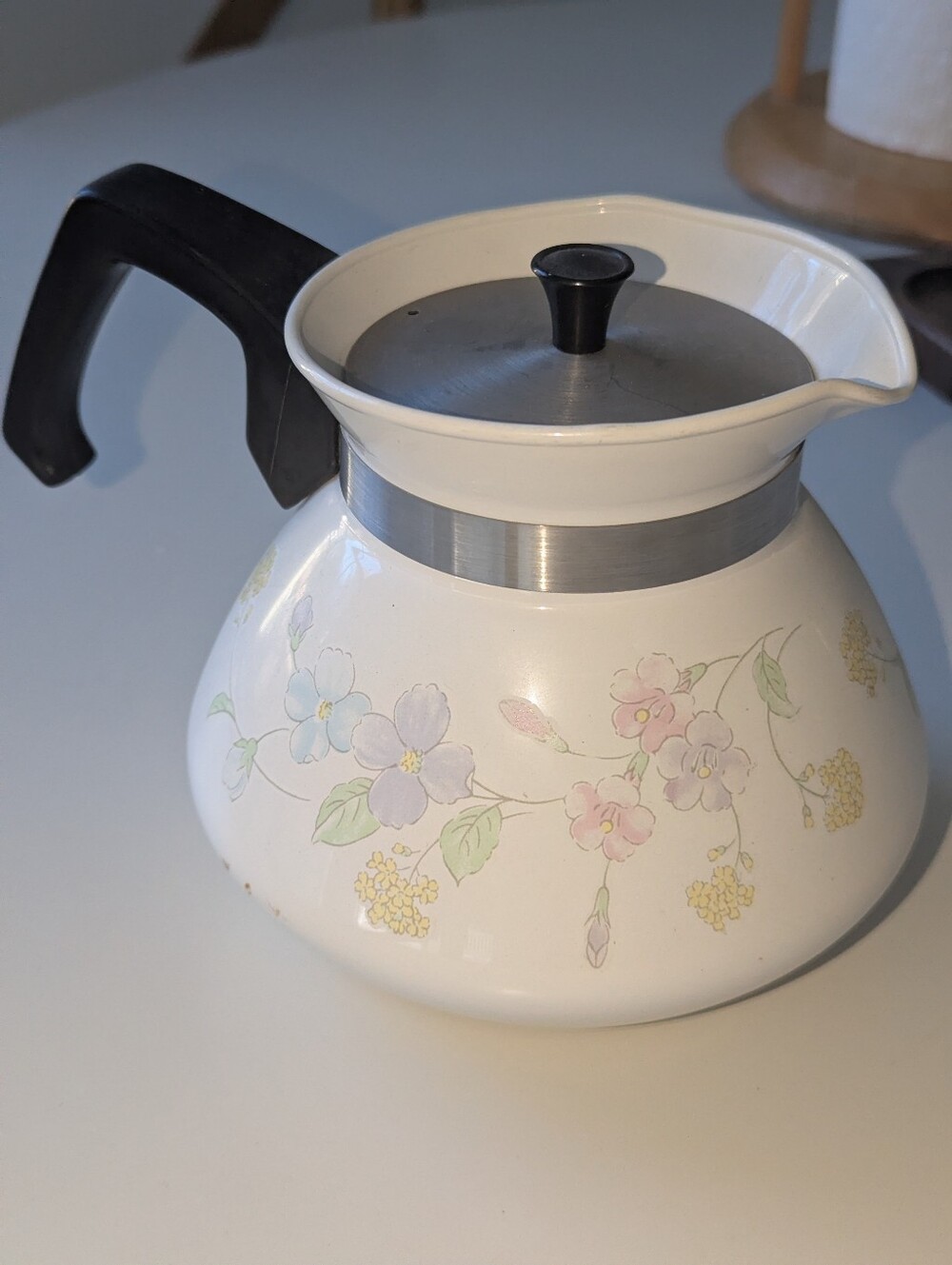 Vintage Corningware Stovetop Teapot Kettle with Wildflowers